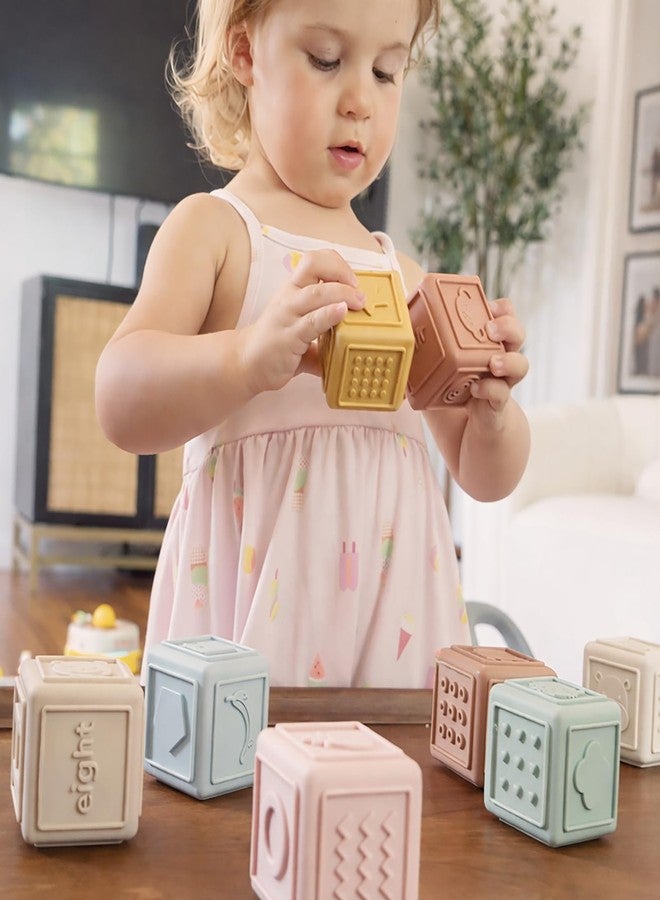 YIVEKO Baby Blocks Stacking for Babies Silicone Soft Building Blocks Teethers Montessori Toys for Babies Education Toys for Toddler Baby 8 PCS-Gentle - Image 5